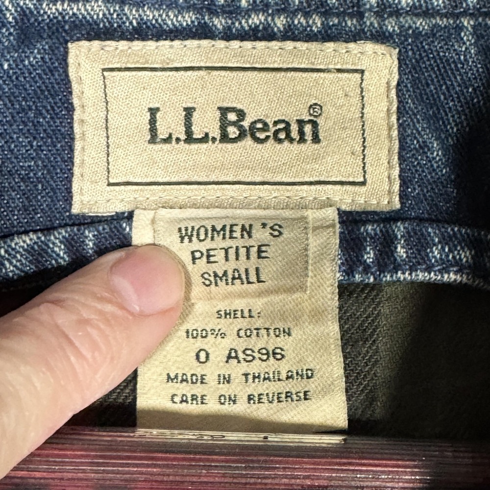 LL Bean Jacket Womens Petite Small Blue Denim Barn Chore Corduroy Collar* - Picture 3 of 10